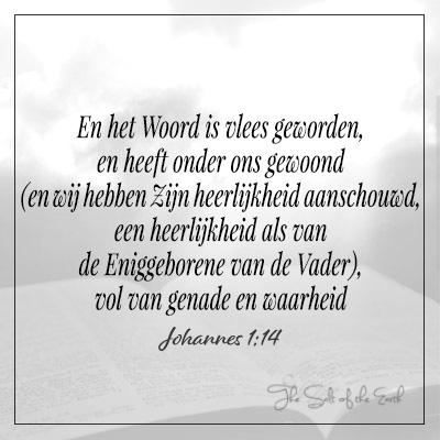 Johannes 1:14 Woord is vlees geworden en heeft onder ons gewoond vol van genade en waarheid