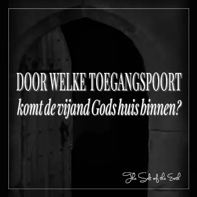 afbeelding open deur met blog titel door welke toegangspoort komt de vijand Gods huis binnen